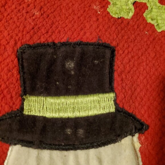 Festive Red Indoor Christmas Rug With Snowman Design And Colorful Snowflakes - Picture 9 of 16